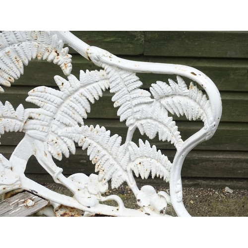 1307 - A Victorian cast iron chair with fern decoration. Marked with Victorian registration diamond and No.... 