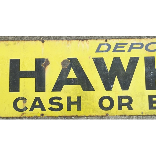 1312 - A large 20thC polychrome enamel advertising sign, the yellow ground with black text 'Depot For Mohaw... 