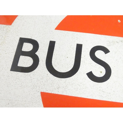 1314 - A mid 20thC London Transport polychrome enamel sign 'Bus Stop Request'. Approx 15 1/2