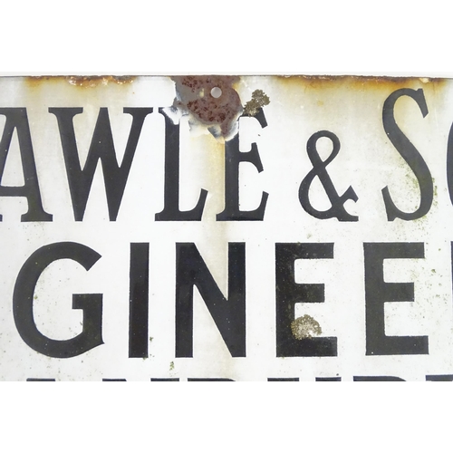 1317 - Local Oxfordshire Interest: A 20thC monochrome enamel advertising sign for J. Mawle & Sons Engineers... 