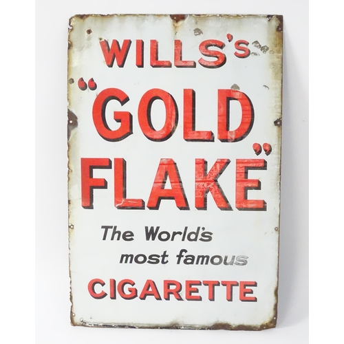 1318 - A 20thC tobacco polychrome enamel advertising sign for Wills's Gold Flake, The World's Most Famous C... 