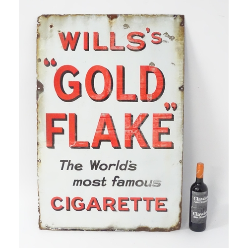 1318 - A 20thC tobacco polychrome enamel advertising sign for Wills's Gold Flake, The World's Most Famous C... 