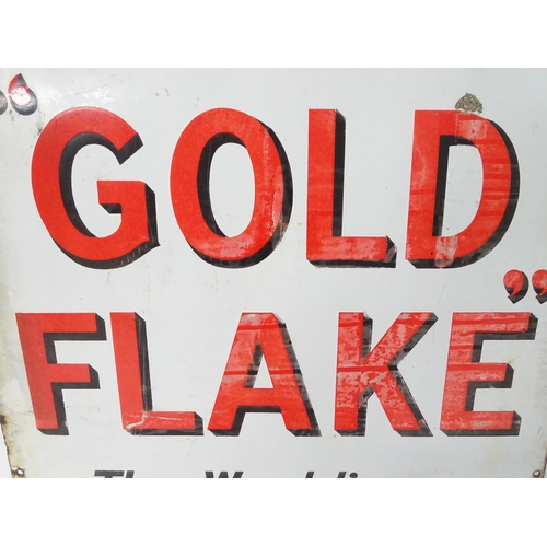 1318 - A 20thC tobacco polychrome enamel advertising sign for Wills's Gold Flake, The World's Most Famous C... 