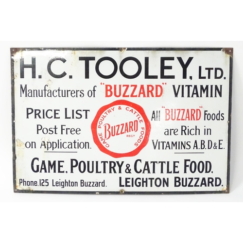 1319 - Local Bedfordshire Interest: A 20thC polychrome enamel advertising sign for 'H. C. Tooley Ltd. Manuf... 