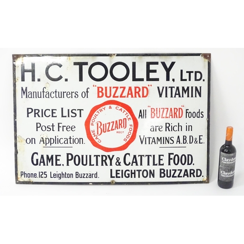 1319 - Local Bedfordshire Interest: A 20thC polychrome enamel advertising sign for 'H. C. Tooley Ltd. Manuf... 