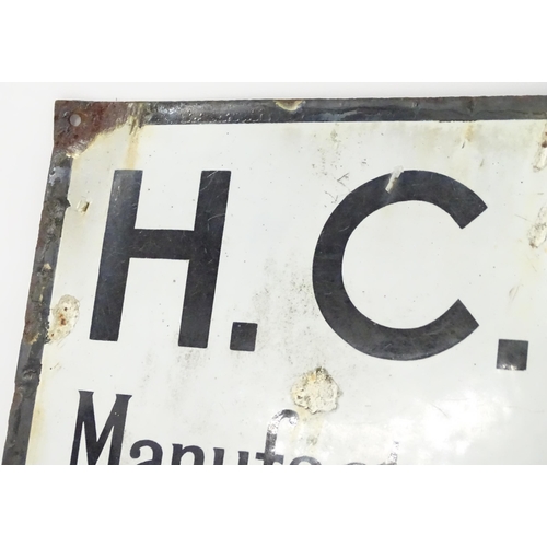 1319 - Local Bedfordshire Interest: A 20thC polychrome enamel advertising sign for 'H. C. Tooley Ltd. Manuf... 