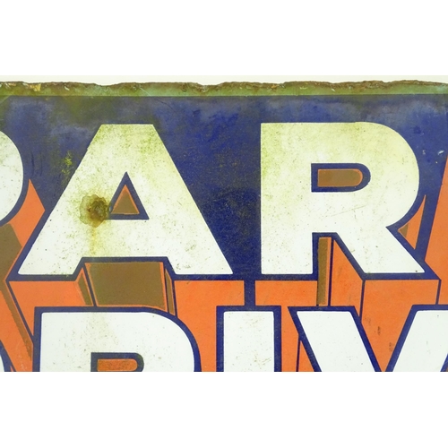 1321 - A 20thC double sided polychrome enamel advertising sign, 'Park Drive - Plain & Cork Tipped'. Approx ... 