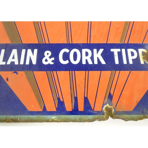 1321 - A 20thC double sided polychrome enamel advertising sign, 'Park Drive - Plain & Cork Tipped'. Approx ... 