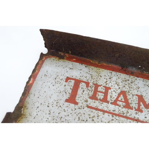 1326 - A 20thC double sided enamel transport sign 'Thames Valley Bus Stop Queue This Side'. Approx 15