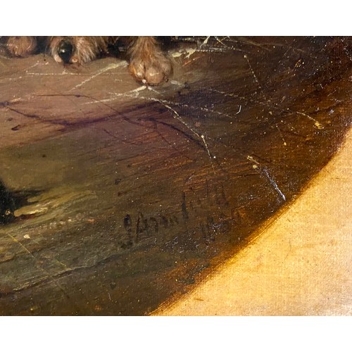 1646 - George Armfield (1808-1893), Oil on canvas, A pair, Terriers Ratting. One signed and dated 1880 lowe... 