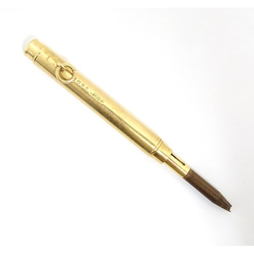 1169 - An 18ct gold retractable pencil, hallmarked London 1926, maker Sampson Mordan & Co. Approx. 2 3/4