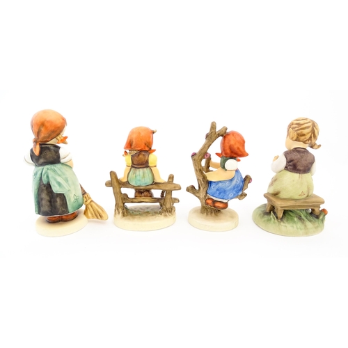 148 - A quantity of Hummel / Goebel figures to include Apple Tree Girl, no. 141, One Plus One no. 129, Ooh... 