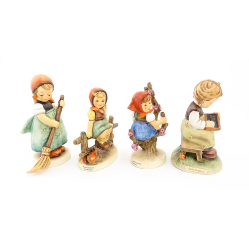 148 - A quantity of Hummel / Goebel figures to include Apple Tree Girl, no. 141, One Plus One no. 129, Ooh... 