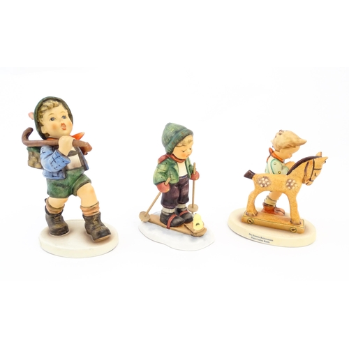 148 - A quantity of Hummel / Goebel figures to include Apple Tree Girl, no. 141, One Plus One no. 129, Ooh... 