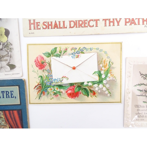 1952A - A quantity of assorted ephemera to include early 20thC greetings cards, a 20thC first class menu fro... 