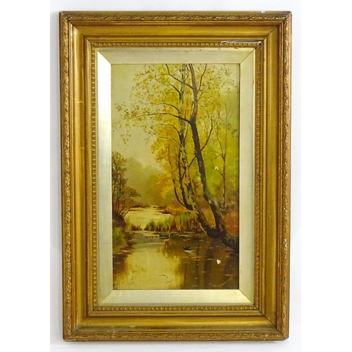 1660 - Gladys Williamson, Early 20th century, Oil on canvas, An autumnal river scene. Signed lower right an... 