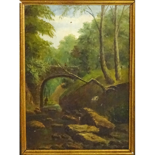 1668 - Manner of John Syer, 19th century, Oil on canvas, The Old Bridge at Duchal with figure fishing. Titl... 