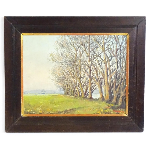 1671 - G. Vermeir, 20th century, Oil on board, A winter landscape with trees. Signed lower right. Approx. 1... 