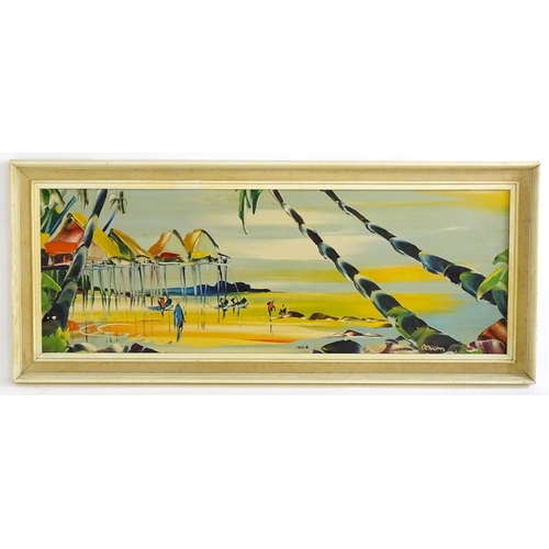 1674 - George Richard Deakins (1911-1981), Oil on board, Beach scene with figures and boats. Signed and dat... 