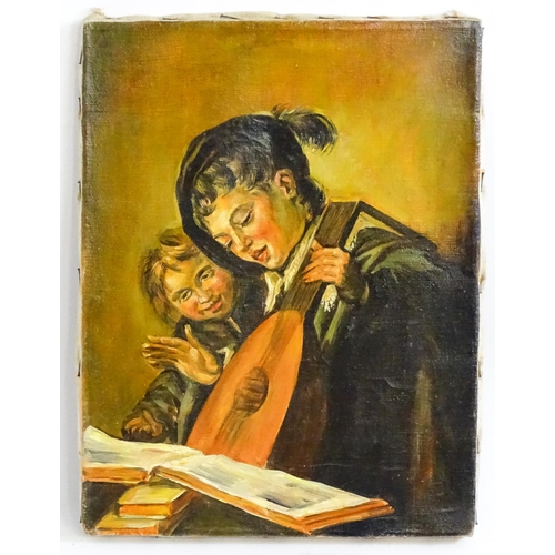 1687 - After Frans Hals, 20th century, Oil on canvas, Two Singing Boys with a Lute and a Music Book. Approx... 