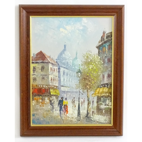 1691 - Manner of Caroline Burnett (1877-1950), Oil on canvas, A Parisian street scene with figures. Signed ... 