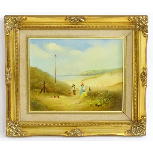 1695 - Edward 'Ted' Dyer (b. 1940), Oil on canvas, Holywell, A beach scene with children. Signed lower righ... 