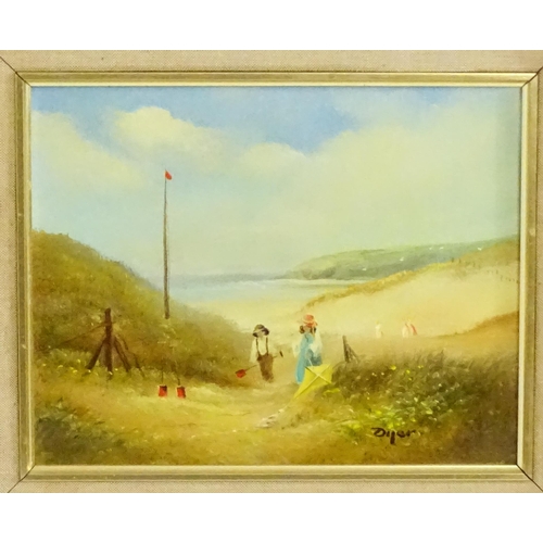 1695 - Edward 'Ted' Dyer (b. 1940), Oil on canvas, Holywell, A beach scene with children. Signed lower righ... 