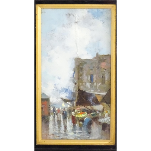 1698 - Oscar Ricciardi (1864-1935), Italian School, Oil on board, Neapolitan market scenes by the port of N... 