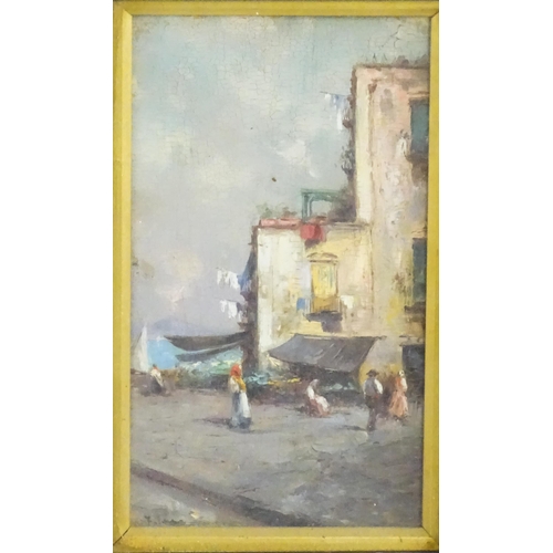 1699 - Oscar Ricciardi (1864-1935), Italian School, Oil on board, Neapolitan market scenes by the port of N... 