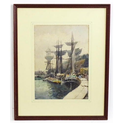 1767 - Late 19th / early 20th century, Continental School, Watercolour, A harbour scene with figures by the... 