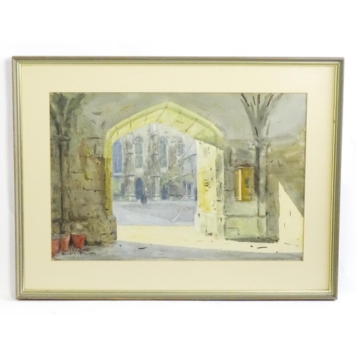 1771 - Alexander James Mavrogordato (1869-1947), Watercolour, A college courtyard from an archway. Signed a... 