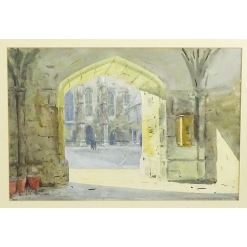 1771 - Alexander James Mavrogordato (1869-1947), Watercolour, A college courtyard from an archway. Signed a... 