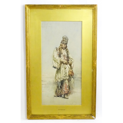 1772 - 19th century, Continental School, Watercolour, A Persian / Russian traveller. Indistinctly signed an... 