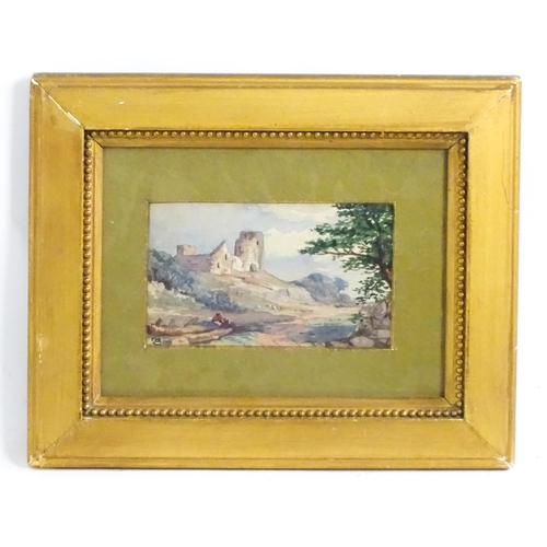 1774 - 20th century, Watercolour, A landscape scene with ruins on a hill. Signed with monogram TB lower lef... 