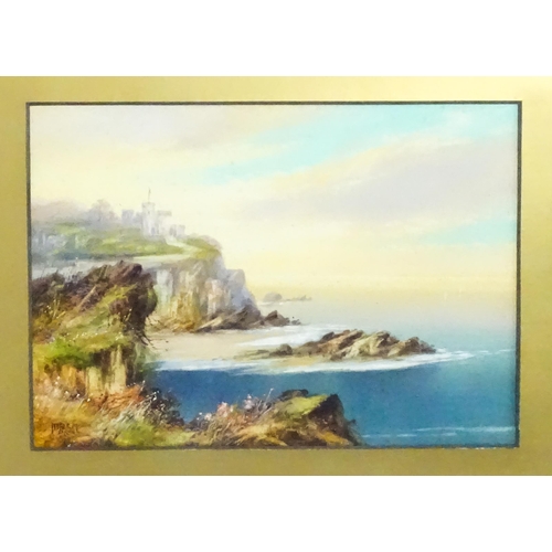 1783 - M. E. Cole, 20th century, Watercolour and gouache, A coastal scene with a castle of the cliffs, titl... 