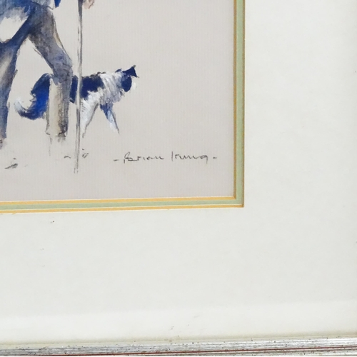 1789 - Brian Irving (1931-2013), Watercolour, A study of a farmer and dog. Signed lower right. Approx. 7 1/... 