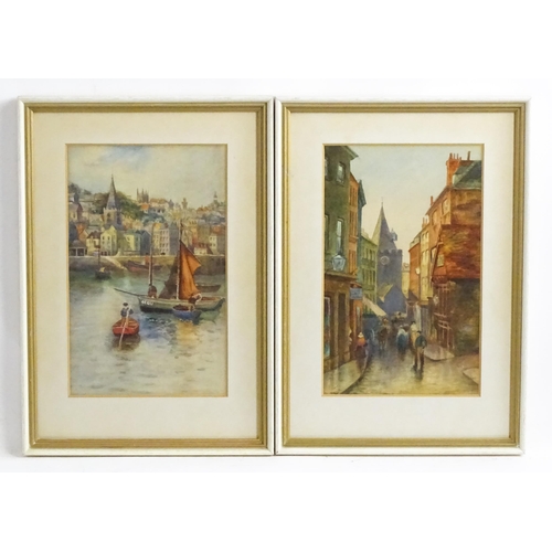 1791 - Late 19th / early 20th century, English School, Watercolours, A pair of Guernsey scenes, one a harbo... 