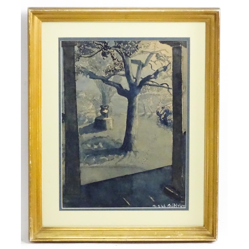 1793 - Charles Poirier, 20th century, Watercolour, The Garden from the Terrace. Signed and dated (19)46 low... 