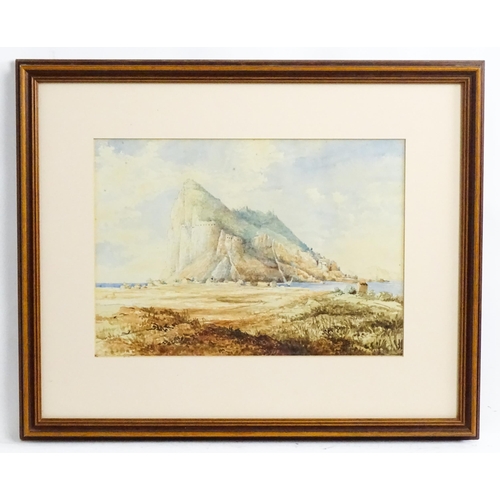 1795 - 19th century, Watercolour, A view of Gibraltar Rock. Approx. 9 1/4