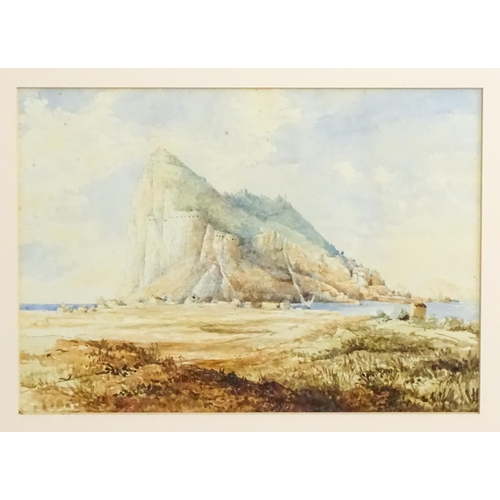 1795 - 19th century, Watercolour, A view of Gibraltar Rock. Approx. 9 1/4