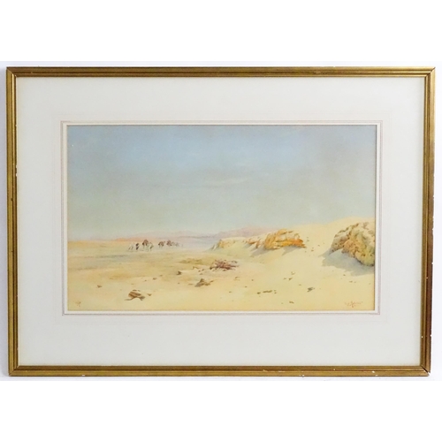 1799 - William Ashton, Early 20th century, Watercolour, A Middle Eastern desert scene with Arab travellers ... 