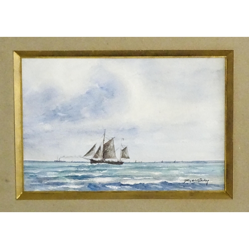 1800 - Franz de Vadder (1862-1936), Marine School, Watercolours, A pair, Three watercolours mounted togethe... 