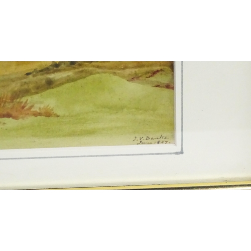 1807 - Isabel Violet Banks, Early 20th century, Watercolour, The Tarn - The fells from above Gilt Hall Cast... 