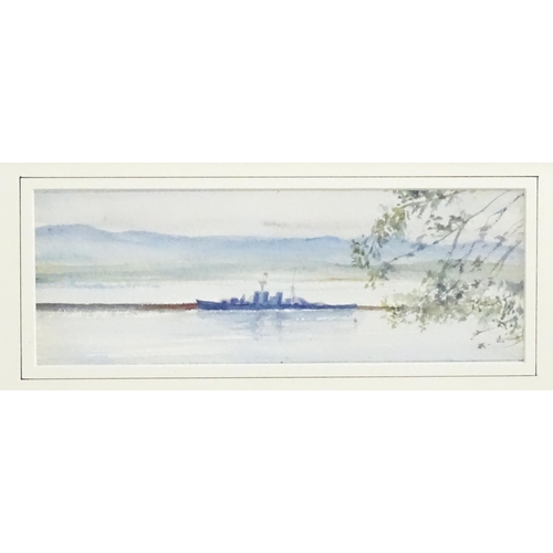 1810 - Isabel Violet Banks, Early 20th century, Watercolours, Two scenes mounted together comprising HMS Ho... 