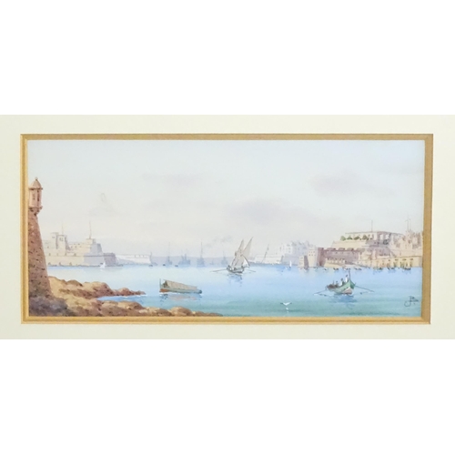 1812 - Joseph Bonello, Late 19th / early 20th century, Maltese School, Watercolours, A pair of views of Mal... 