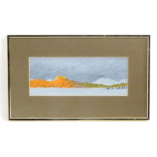 1814 - 20th century, Gouache, A seascape with mountains and a view of village in the hills. Signed with mon... 