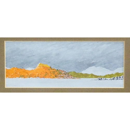 1814 - 20th century, Gouache, A seascape with mountains and a view of village in the hills. Signed with mon... 