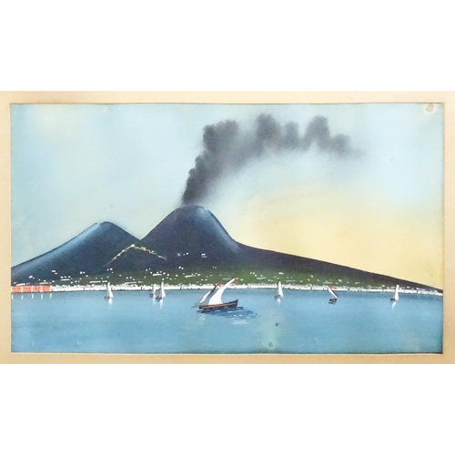 1817 - 19th / 20th century, Neapolitan School, Gouache, View of Mount Vesuvius and the Bay of Naples. Appro... 