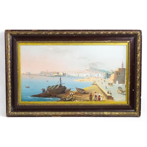 1818 - 19th century, Italian / Neapolitan School, Gouache, A view of Ettore Ferrante, Bay of Naples, with f... 