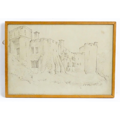 1844 - Archibald Colquhoun (1912-1964), Pencil drawing, Allington Castle The Penchester Wing & Solomon's To... 